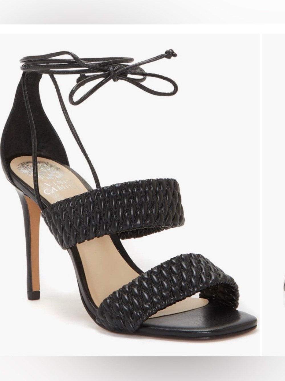 Vince Camuto Black Braided Ankle-Tie High Heel Sandal